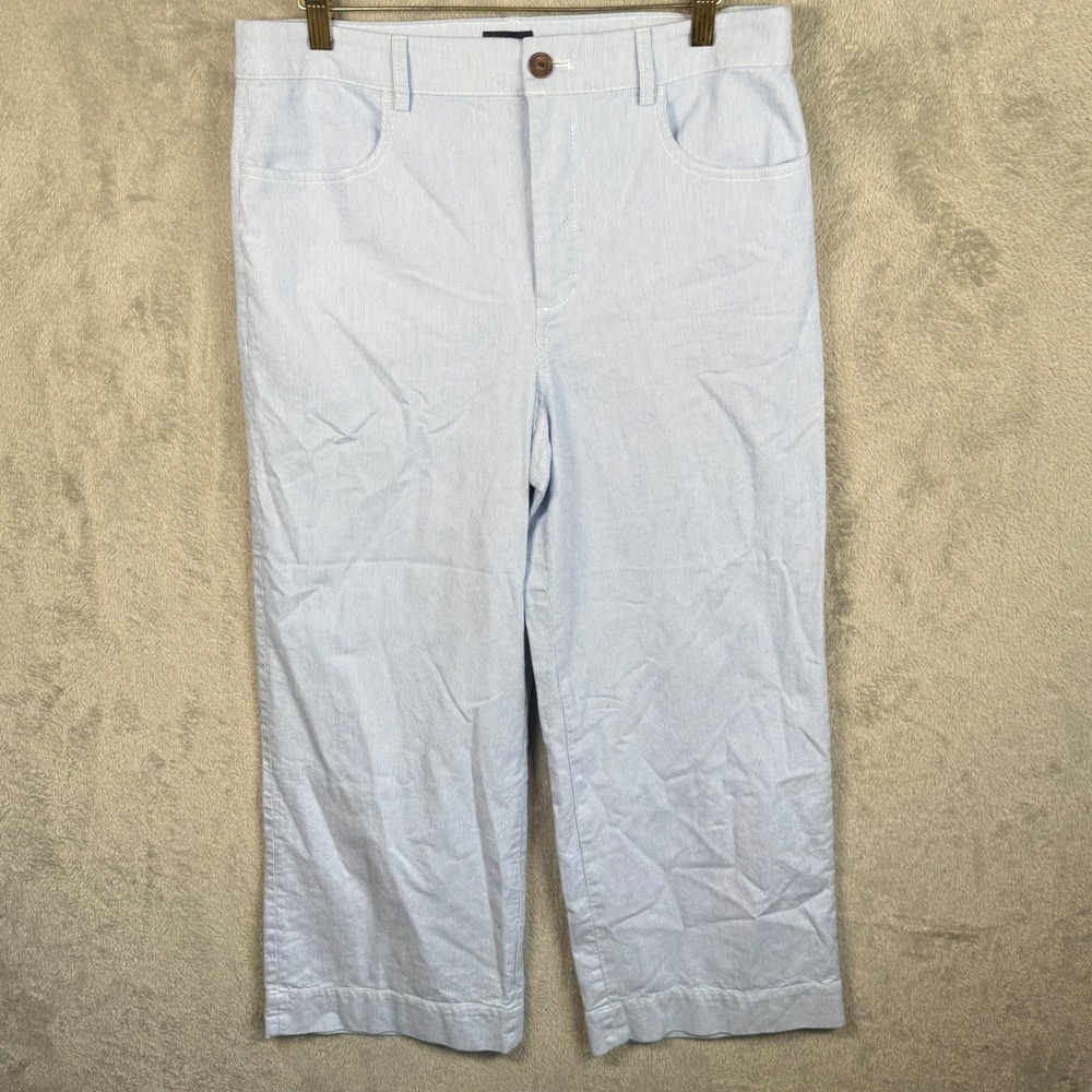 J.Crew Pants Women 28 Blue White Striped Cropped Wide Leg Casual Basic Staple